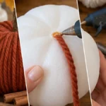 DIY Yarn-Wrapped Foam Pumpkins with Twig Stems for Fall Decor