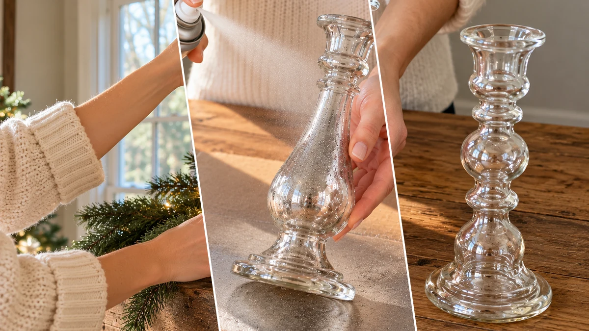 Dollar Tree DIY Mercury Glass Candlesticks for Christmas Decor, DIY Holiday & Seasonal craft tutorial for Christmas