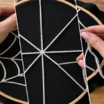 Easy DIY Spider Web Embroidery Hoop Wall Decor for Halloween