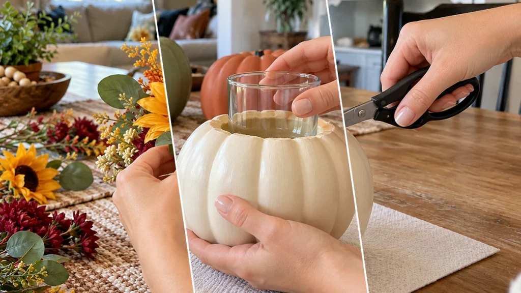 Easy Painted Plastic Pumpkin Vases for Fall Table Decor