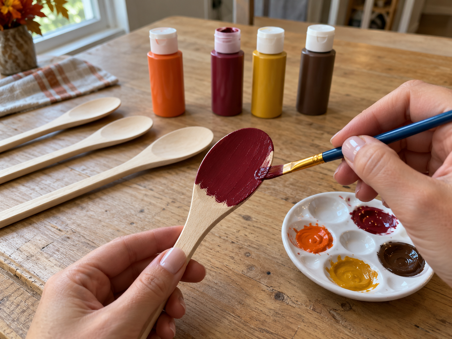 Mini Pumpkin Wooden Spoon Turkey Centerpiece for Thanksgiving Decor, step 2: Prepare Turkey Face and Feet