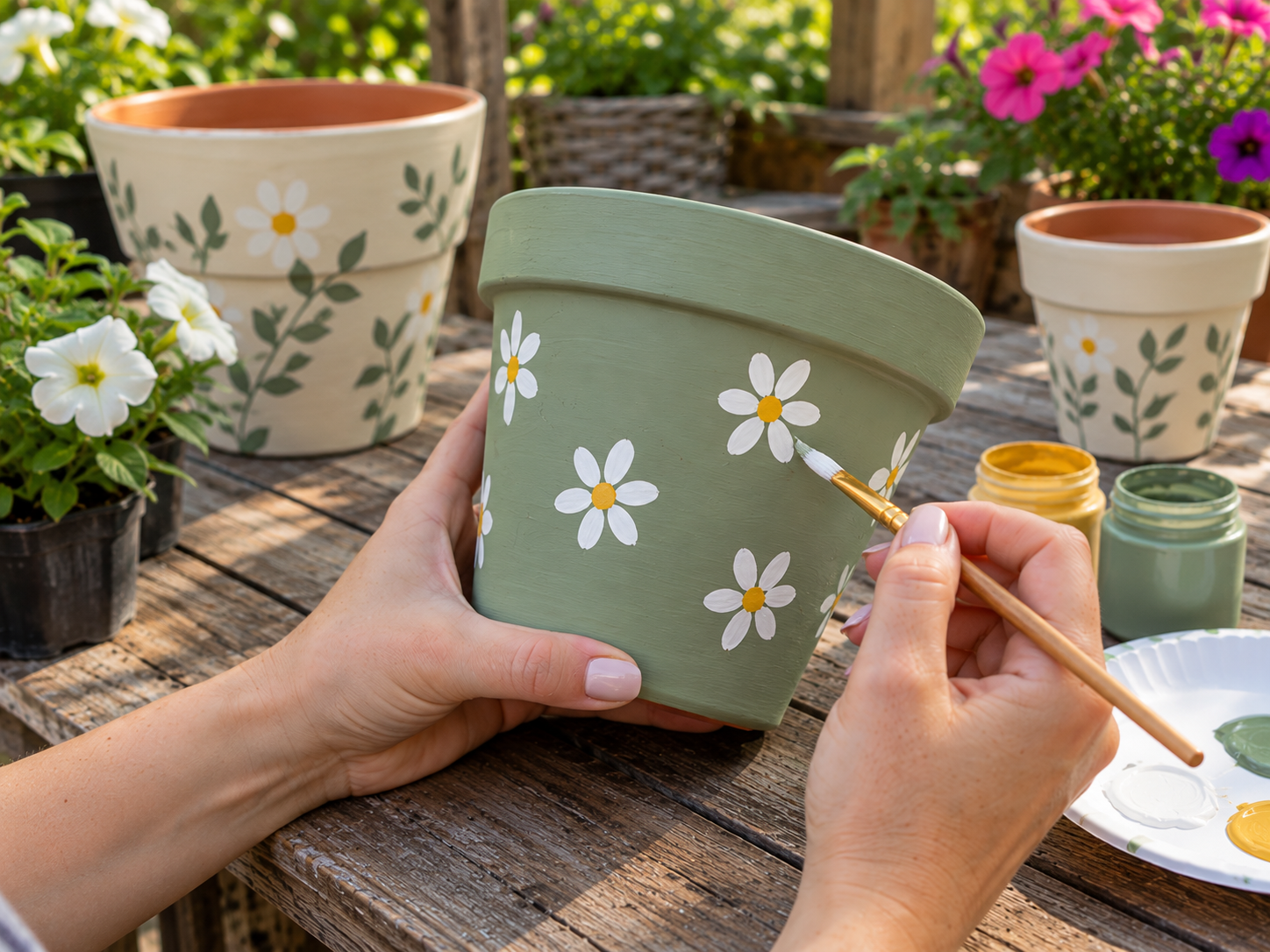 Painted Terracotta Pot Flower Tower for Garden & Patio Decor, step 2: Add Decorative Details