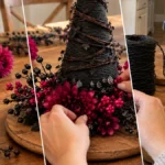 Rustic Halloween Witch Hat Centerpiece with Faux Florals for Festive Table Decor